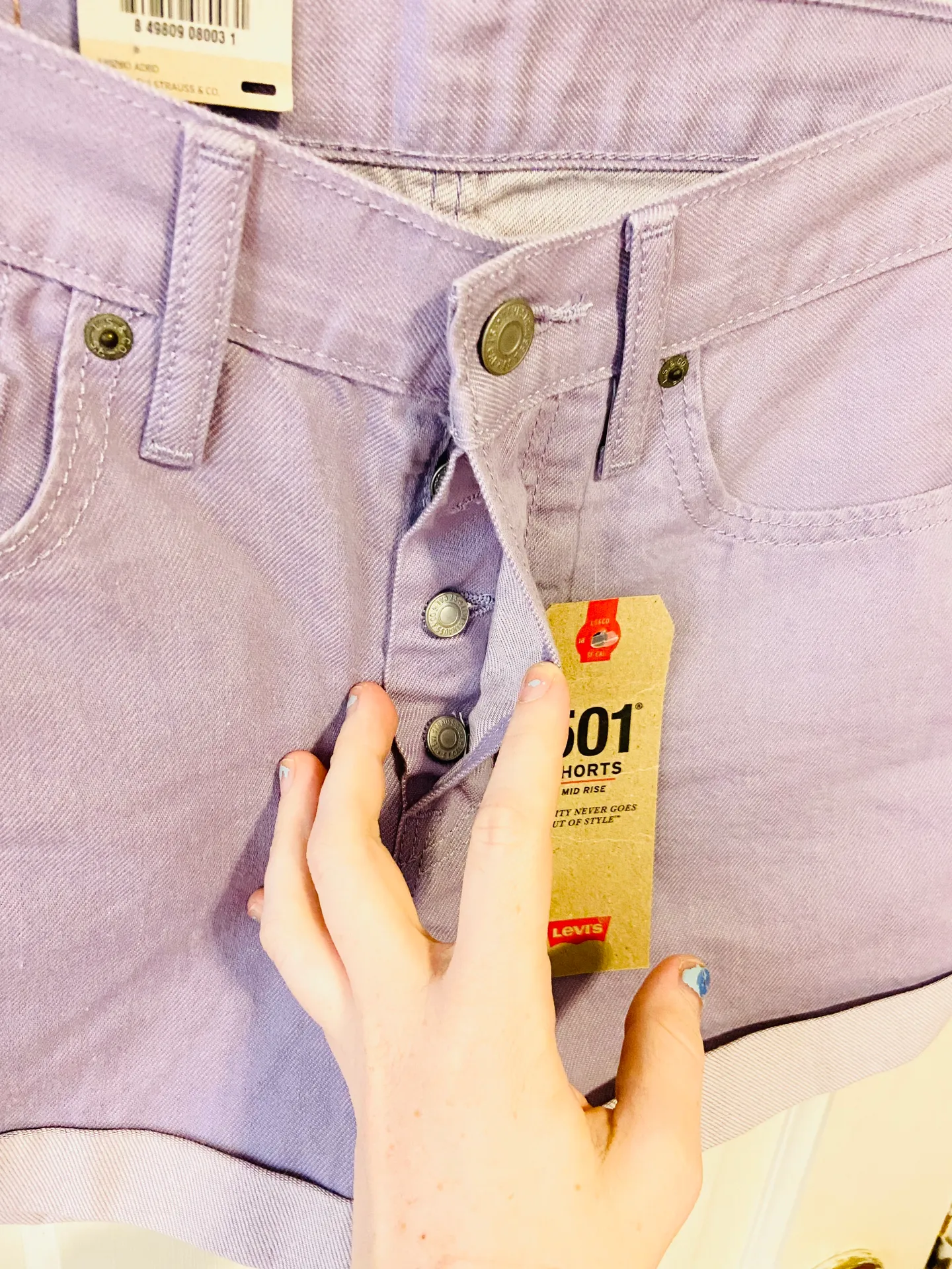NWT  501 button fly purple jean shorts - Image 4