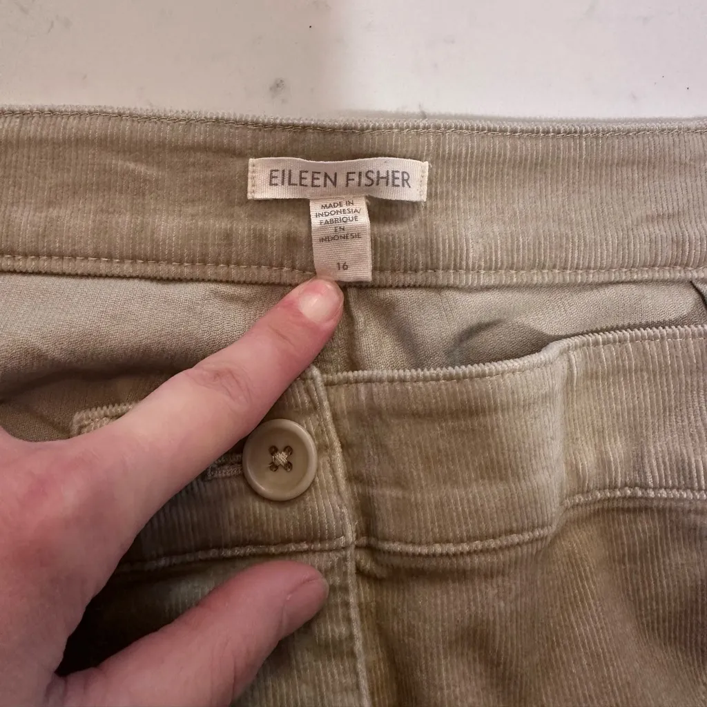 Eileen Fisher Organic Cotton Corduroy Wide Leg Pants Women’s Size 16 Stretch - Image 5