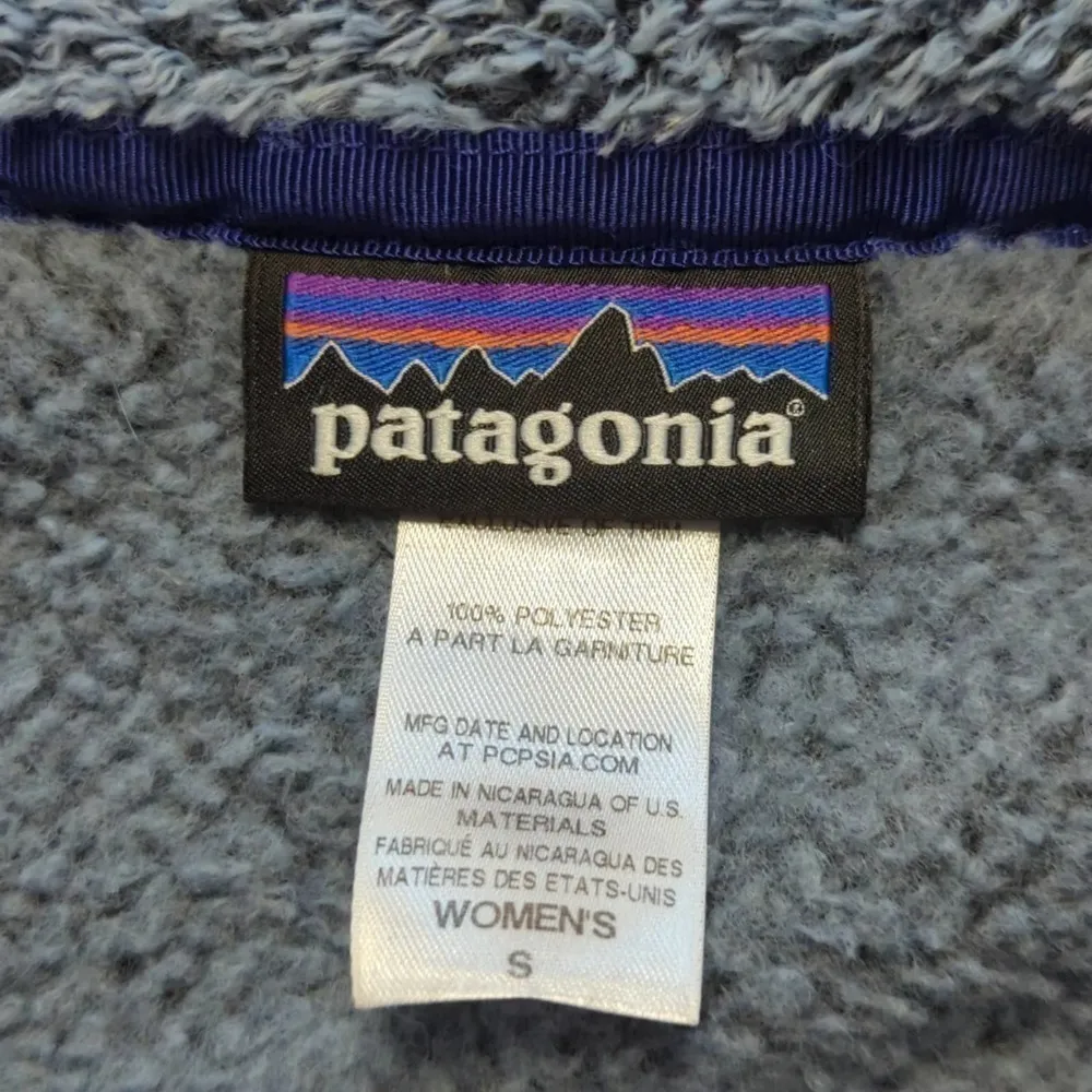 Patagonia‎ Womens Shaggy Fleece Pullover Jacket Sweater Blue S - Image 7