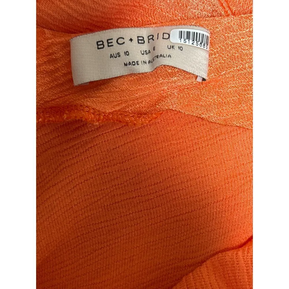 Women’s Bec + Bridge Orange Cote Maxi Dress w/Side Slit Sz 6 - Image 4