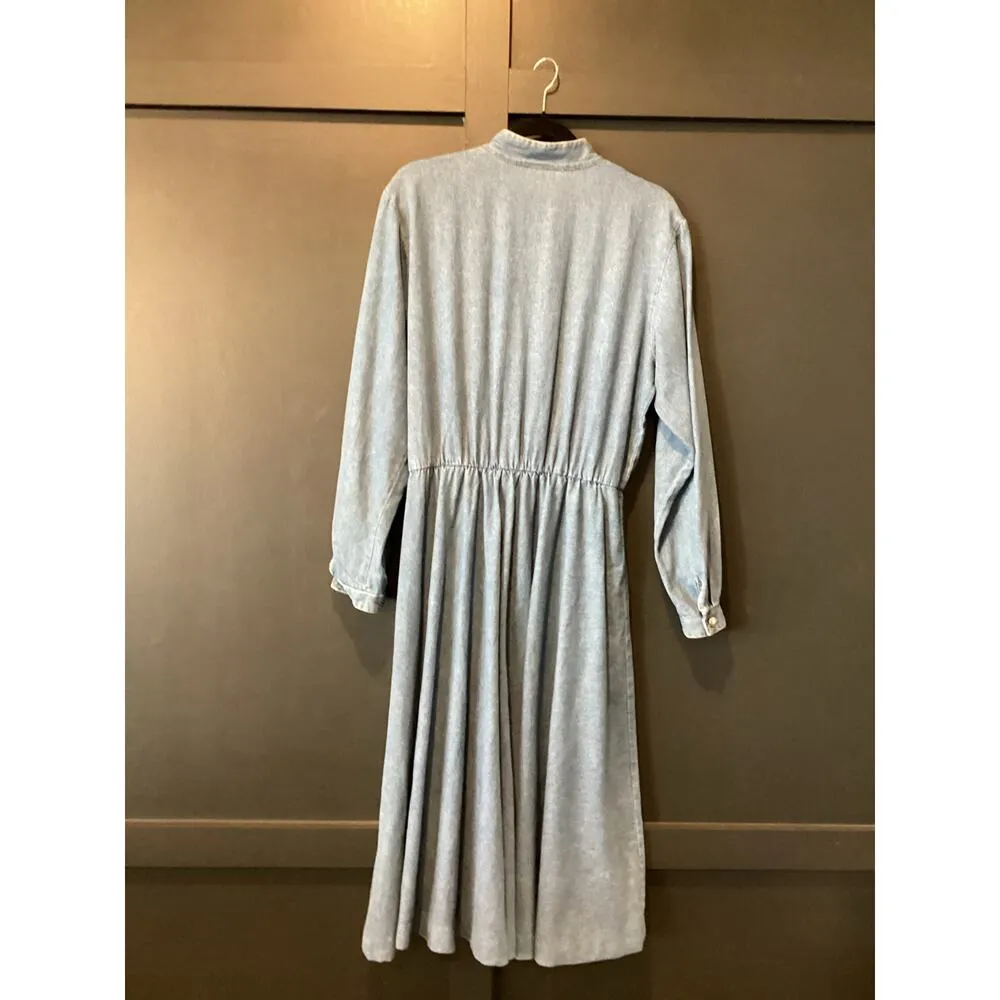 Vintage Roughrider by Circle T Blue Denim Western rodeo midi knee dress L Size L - Image 2