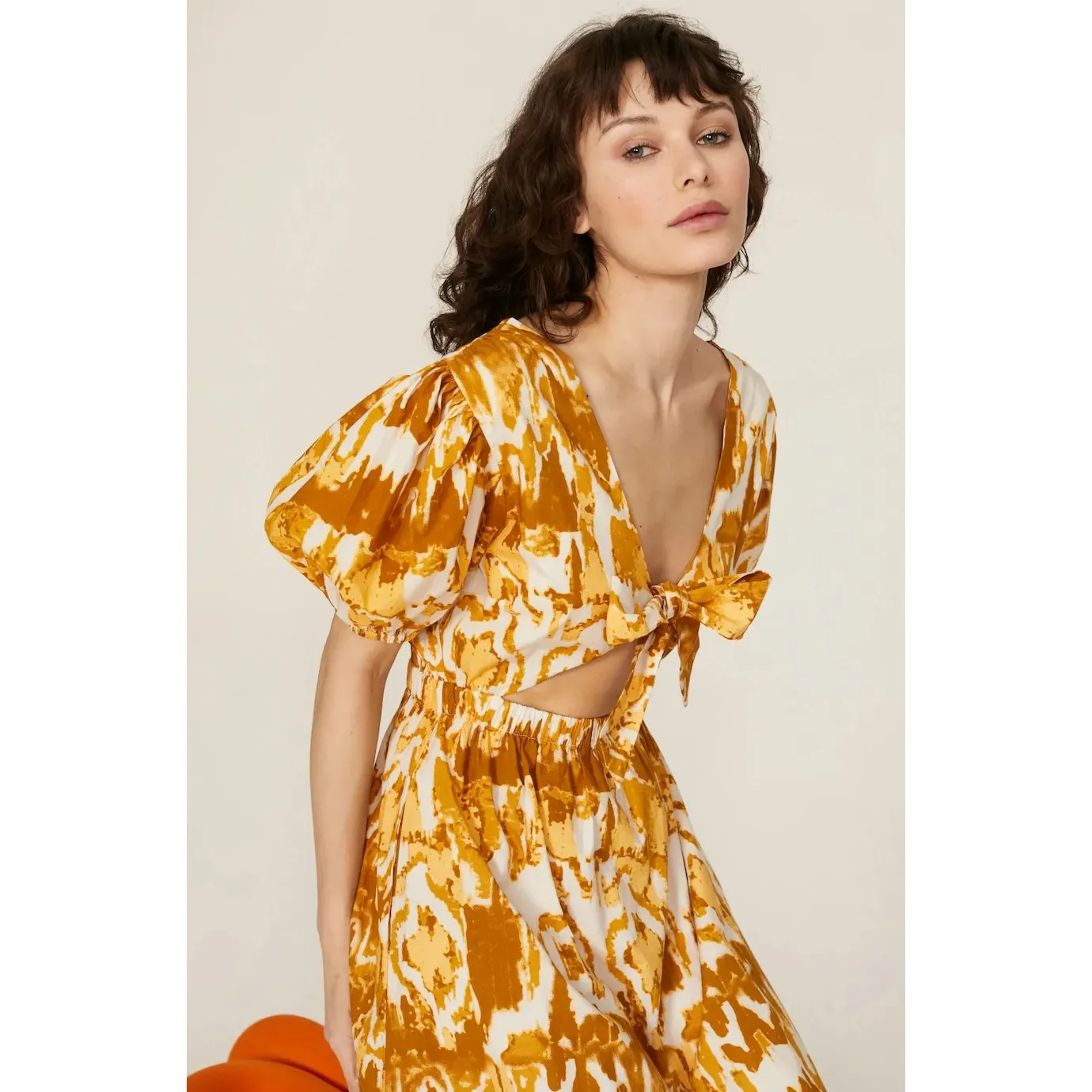 Cleobella Sadie Dress Watercolor Ikat Print‎ Puff Sleeves Size Medium - Image 3