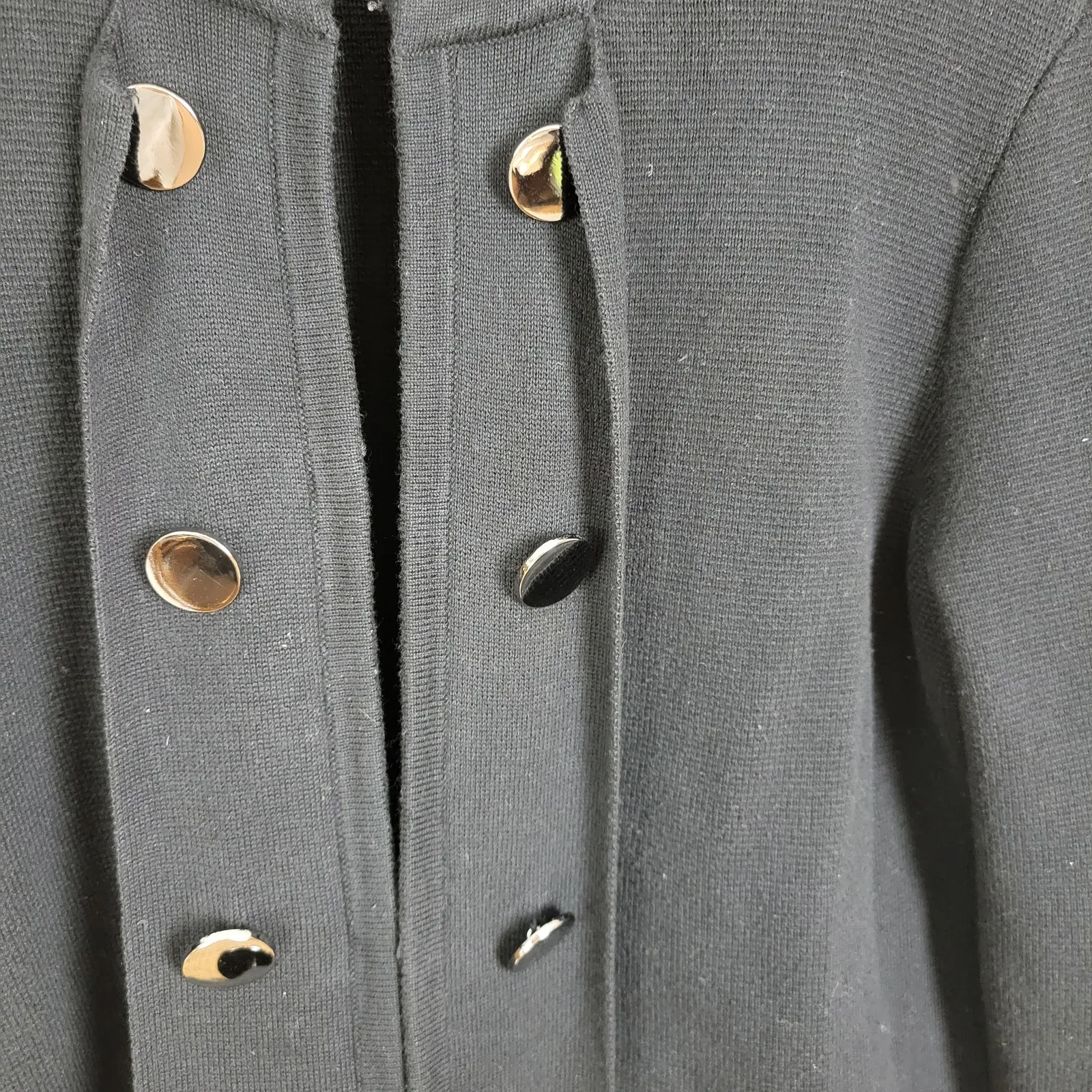 Chico's  Womens Jacket Size 2 Black Large Silver Button Down‎ Double Breasted - Image 4