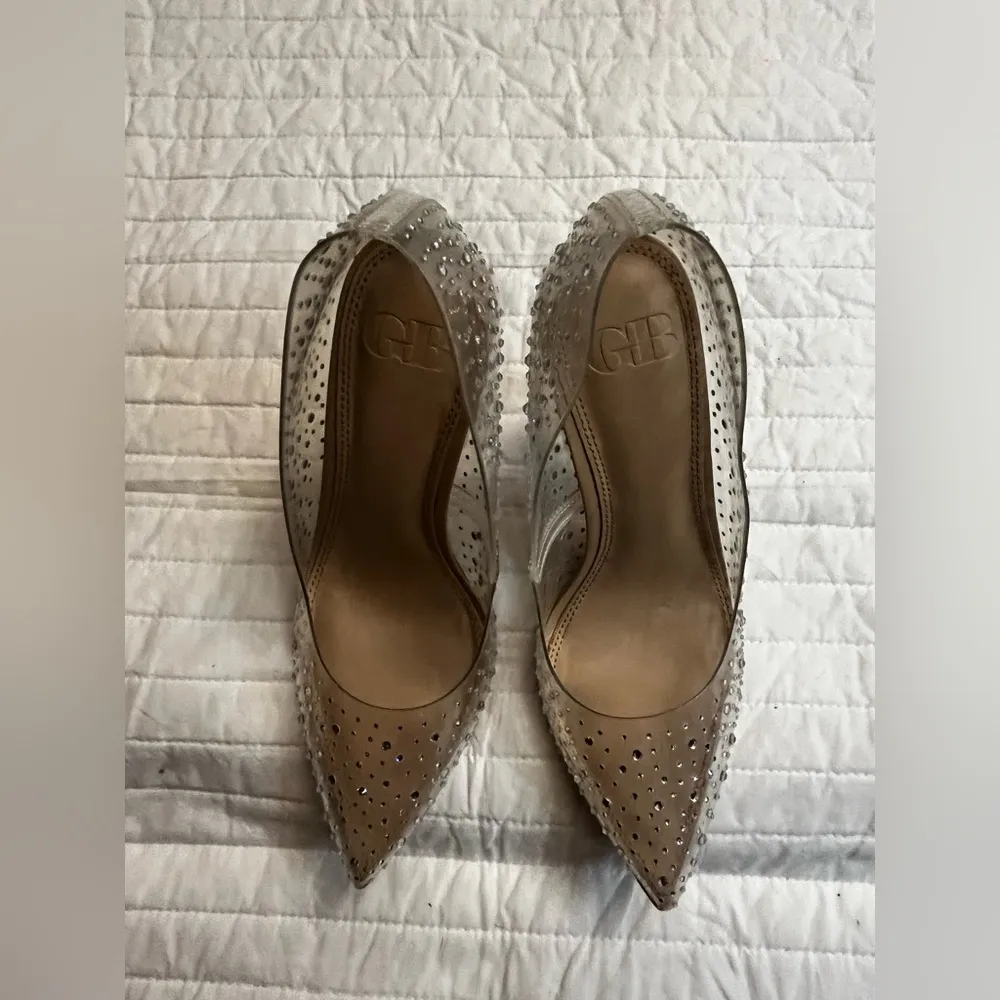 Gianni Bini Clear Vinyl Pump Lucite Block Heel Crystal Embellished nwob - Image 6