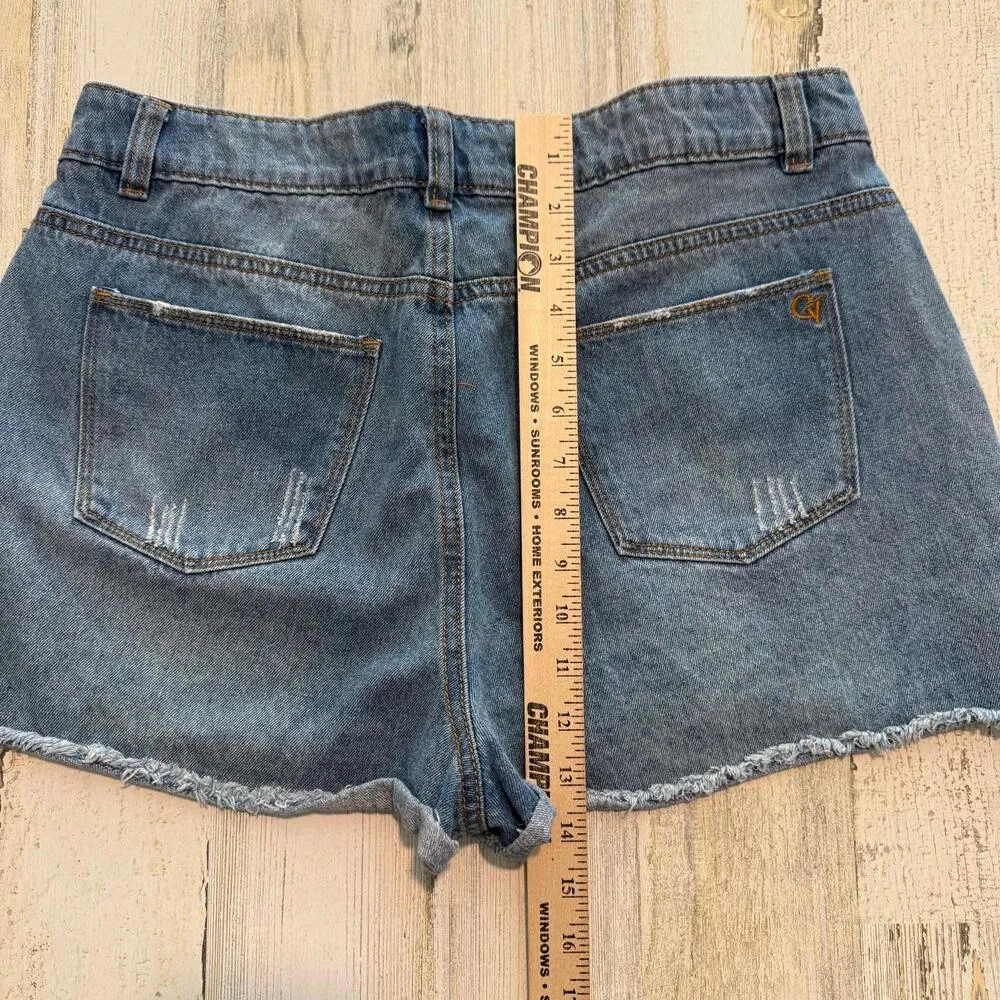 *C&Y Chelsea & Violet Distressed Denim Shorts Light Wash Summer Cut-off Size 30 - Image 8