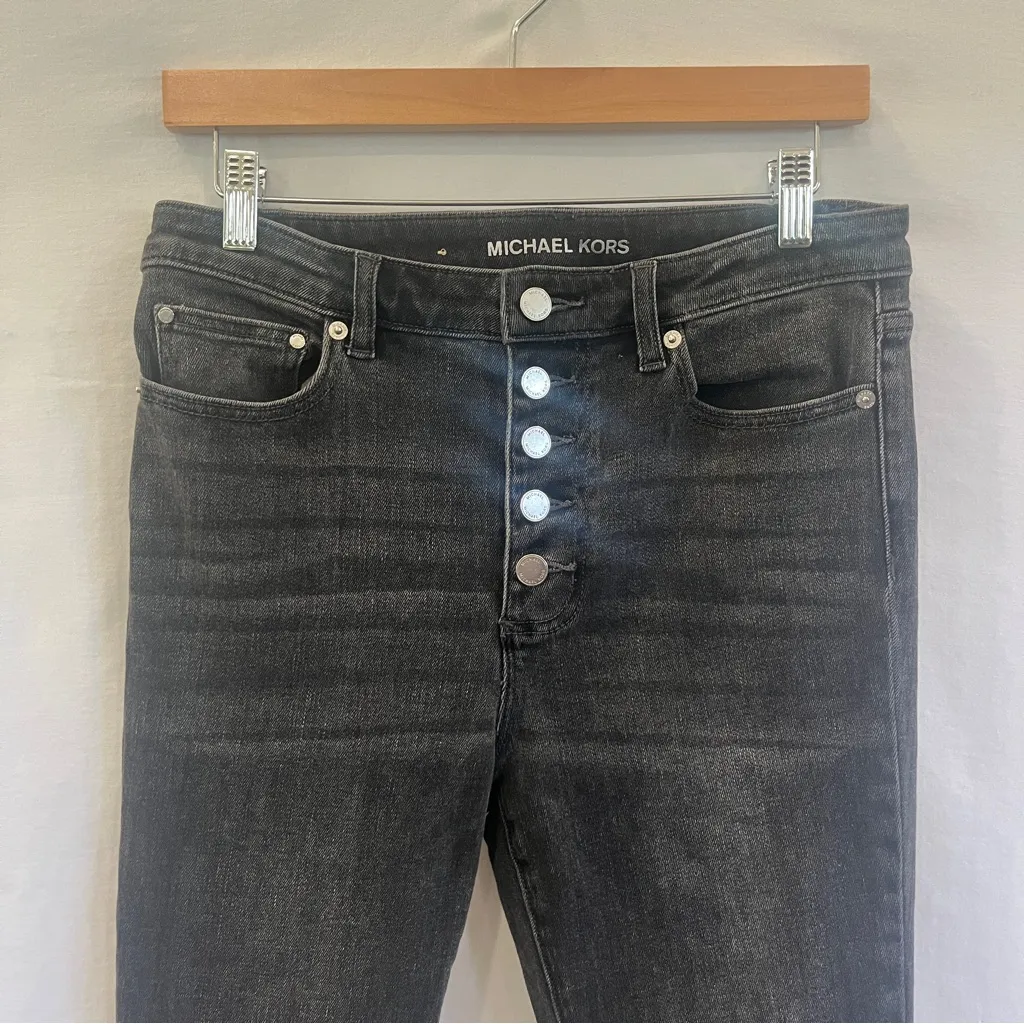 Michael Kors Selma Flare Black Jeans Womens Size 8 Buttonfly High Rise Festival - Image 3