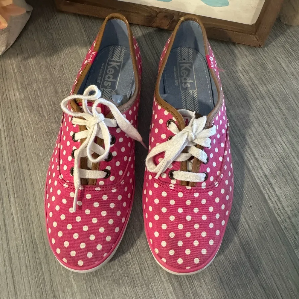 Keds Polka Dot  Pink Lace Up Sneakers Loafers Womens Shoes Sz 7 - Image 5