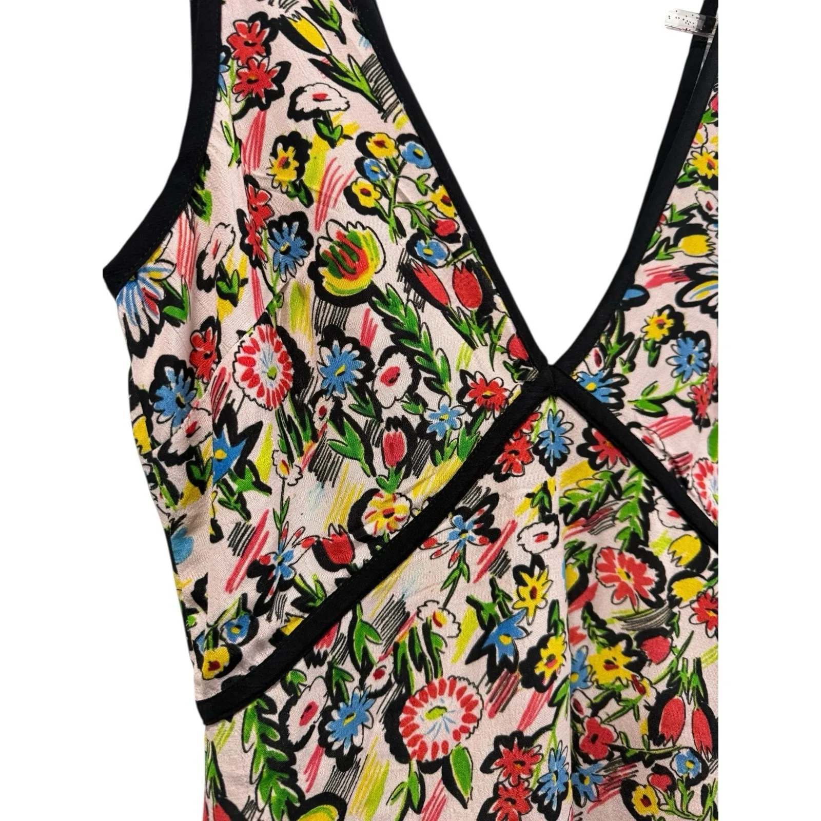 NWT NastyGal‎ Contrast Binding Abstract Floral Print Flirty Mini Dress Size 4 - Image 3