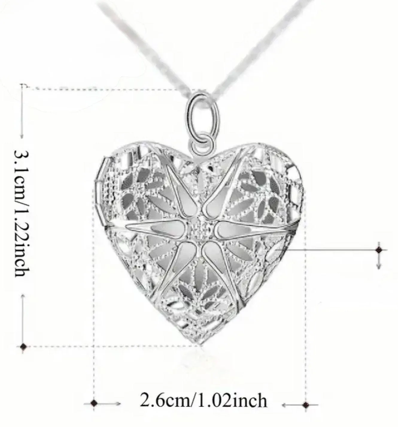 Silver heart locket necklace - Image 4