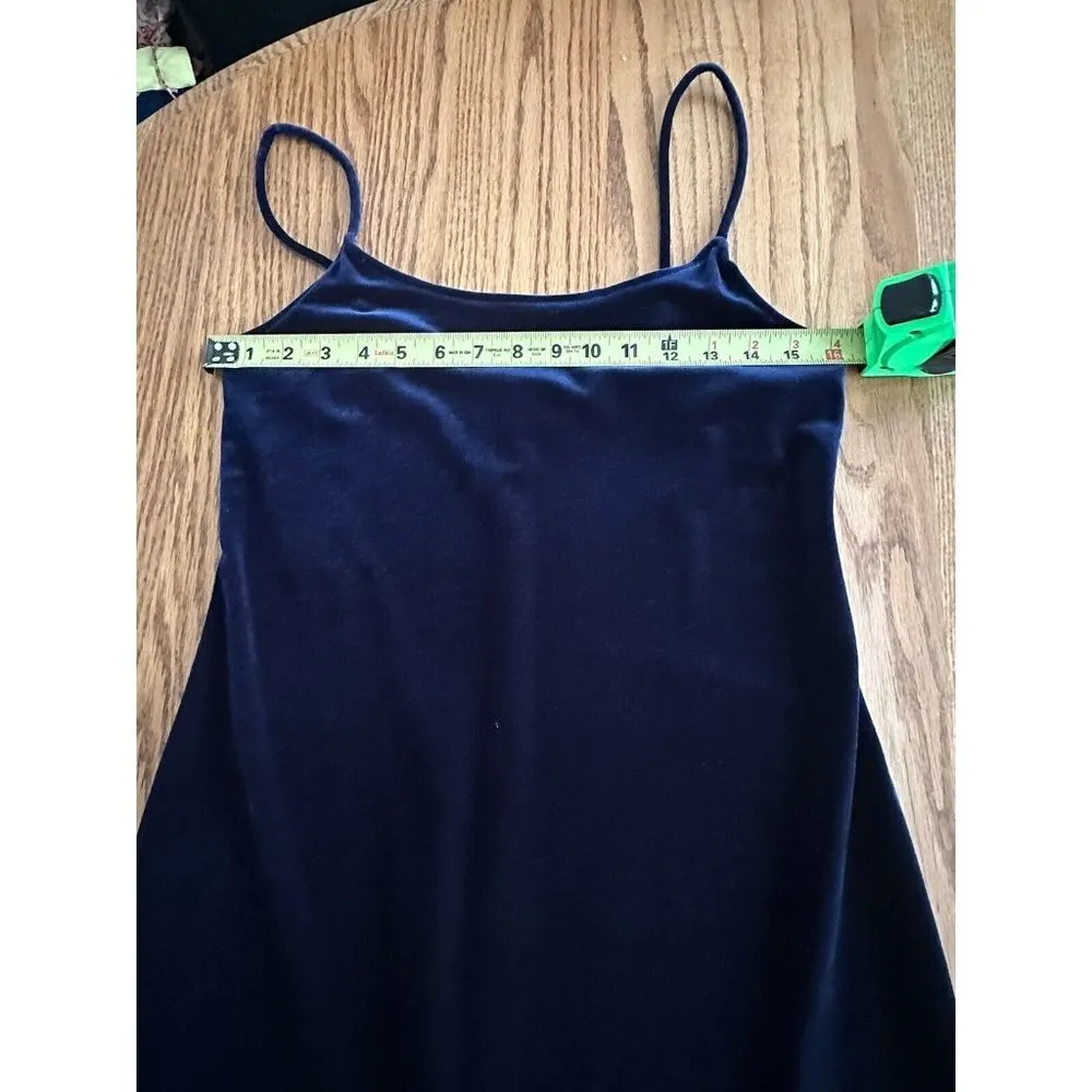Vintage Stenay Velvet Navy Blue Cocktail Evening Dress Back Slit Long Size 10 - Image 8