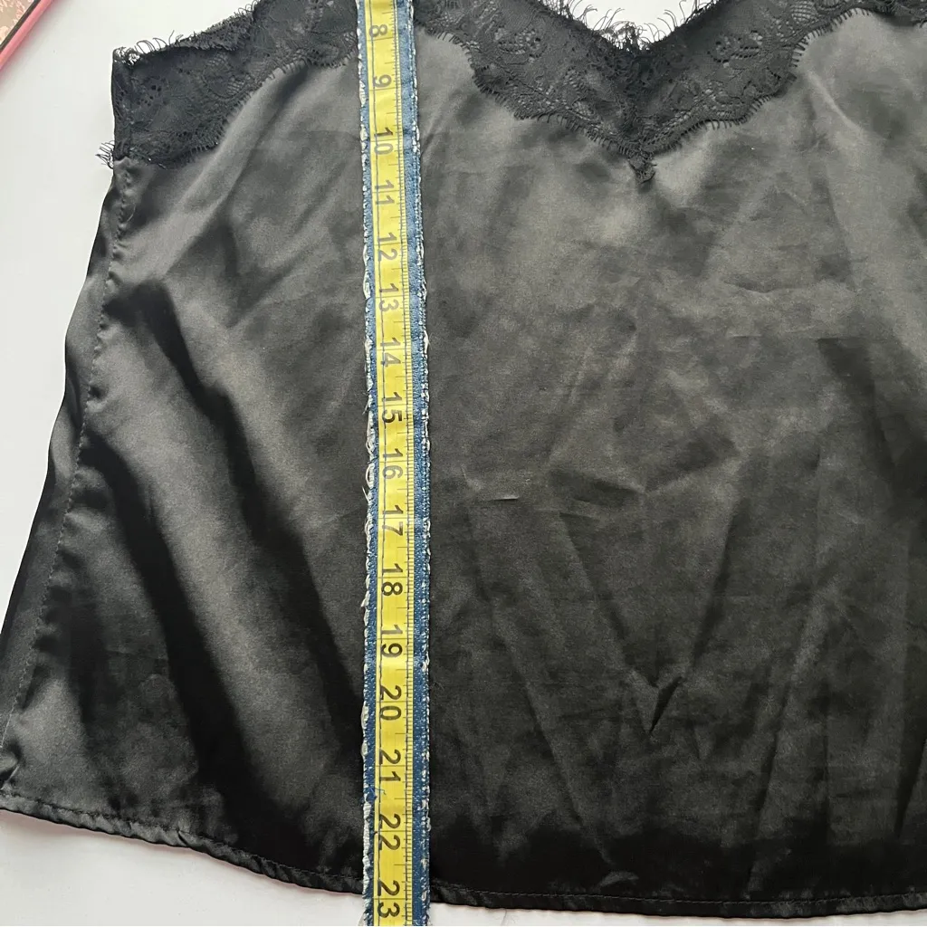 Black Lace Trim Cami Top Size M - Image 7