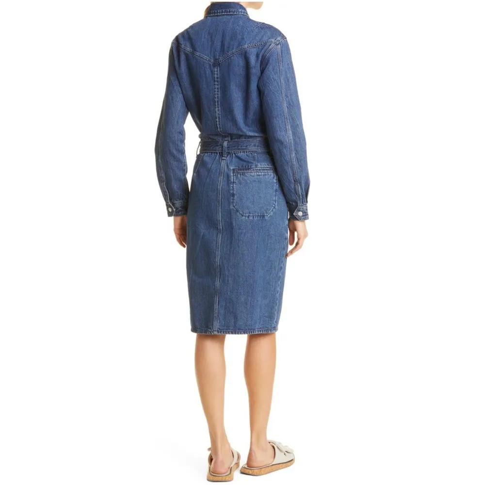 Rag & Bone Denim Shirtdress Blue Jeans Midi Dress, Size L, New w/Tag Retail $350 - Image 5