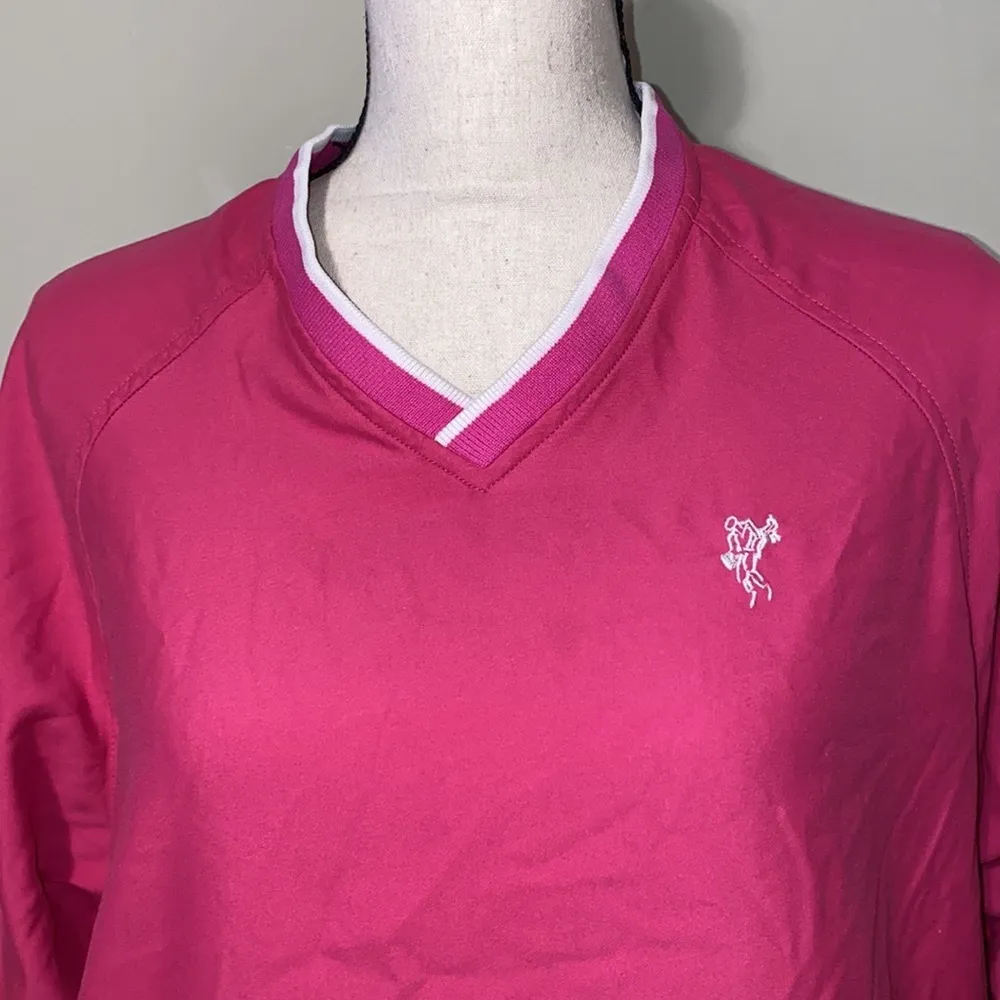 Ashworth medium water resistant women’s v neck pink white pullover jacket - Image 5