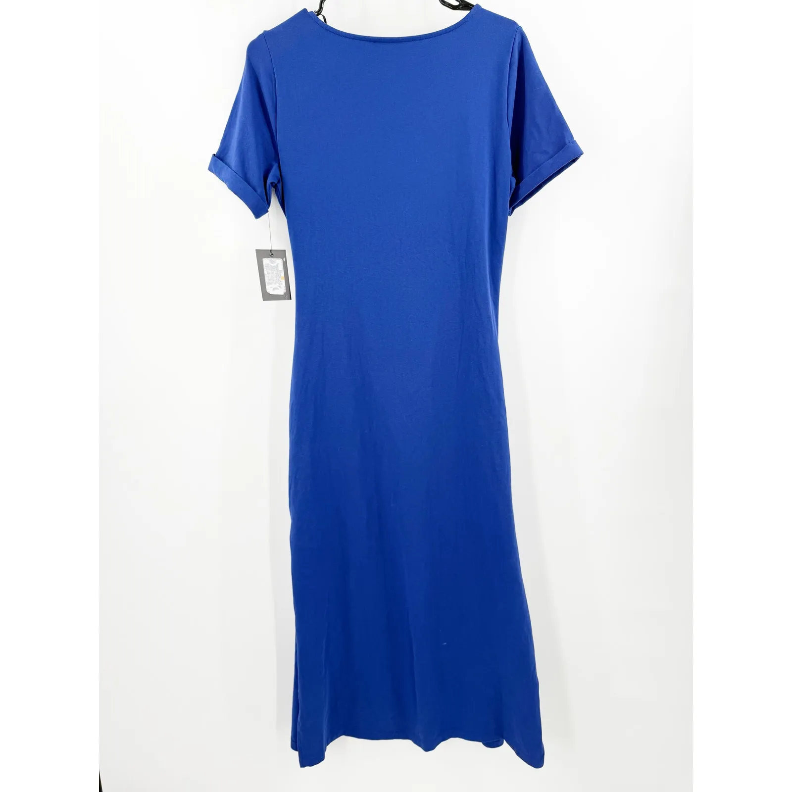 DKNY Midi Dress Size Small NWT Side-Tie Short Sleeve Stretch Casual Royal Blue - Image 15