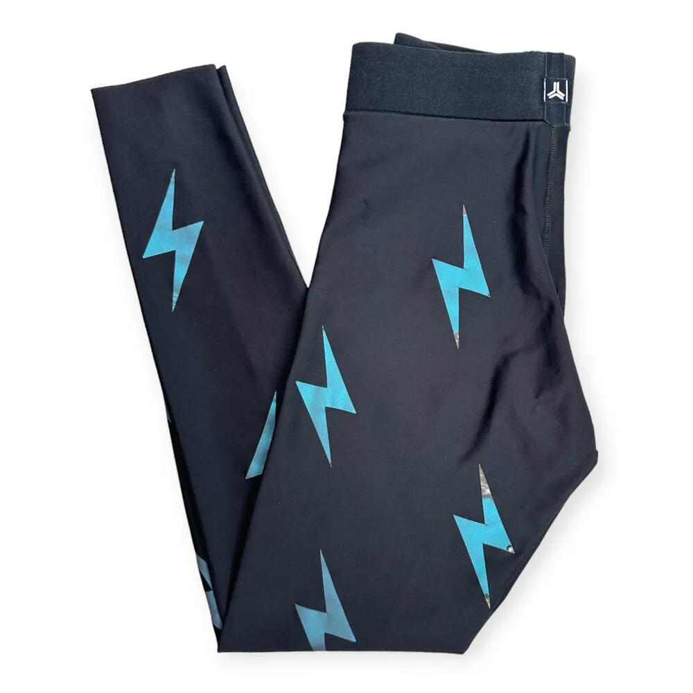 ULTRACOR | Small | Lux Black Bonded Silk Lightning Bolt Compression Leggings - Image 3