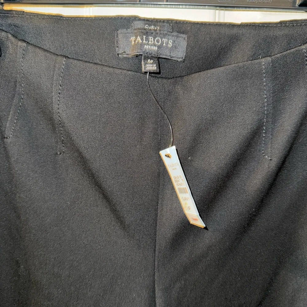 Talbots Petites Black Curvy Straight Leg Stretch Dress Pants Size 6p side zipper - Image 2