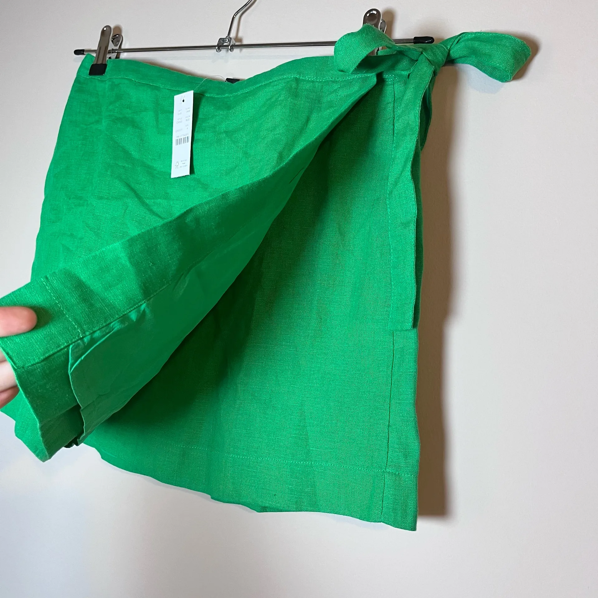 J.Crew NEW Linen Mini Wrap Adjustable Skirt Bright Gem Green 4 - Image 3