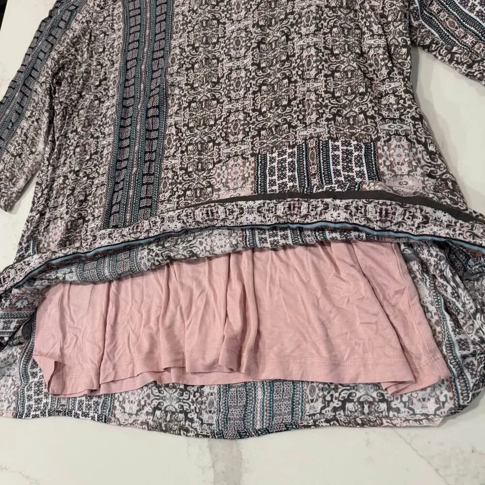 Yesta by X Two NWT Plus Size 3/4 Sleeve Tunic Top Womens 20 Lined Paisley Floral Gray - Image 7