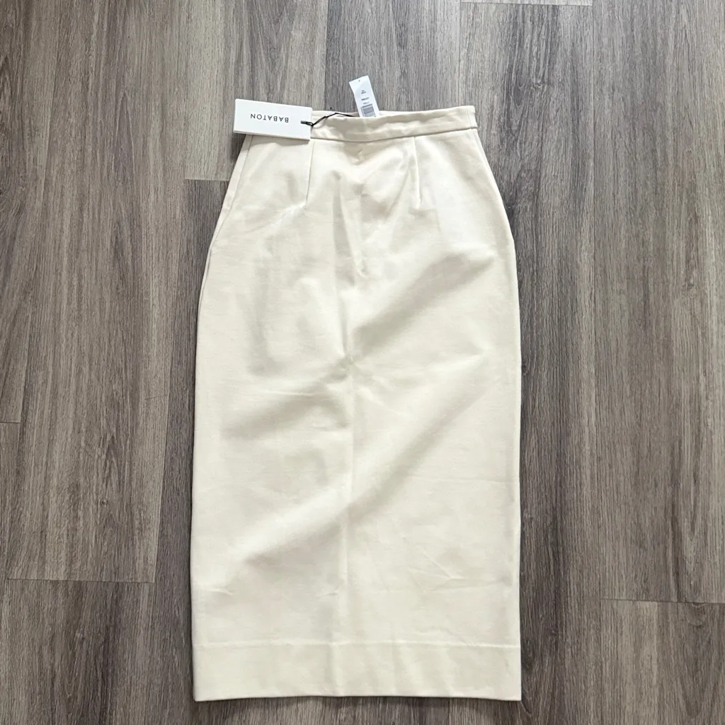 Babaton Cream Pencil Skirt Size 0 High rise Wrap Style in Bone - Image 3
