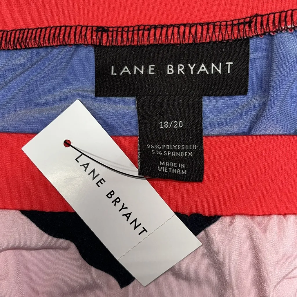 Lane Bryant NWT Size 18/20 Pink & Blue Chevron Stripe Pull On Maxi Skirt - Image 3