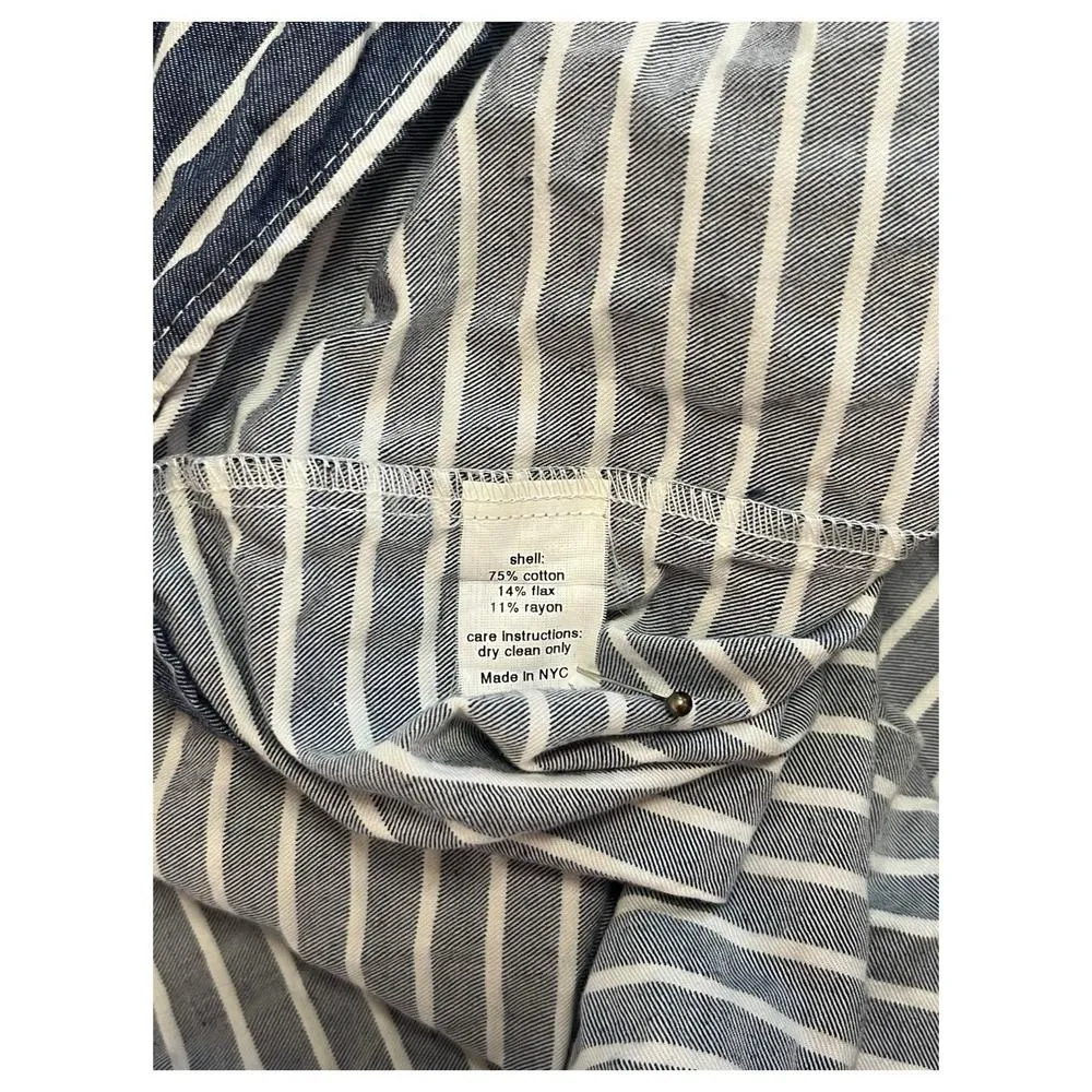 Hutch Anthropologie Dress Womens 4 Blue Striped V Neck Pleated Skirt Sleeveless - Image 6