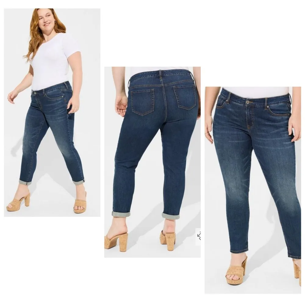 TORRID Vintage Stretch Boyfriend Straight Jeans Dark Blue 16R 28L Mid Rise - Image 2