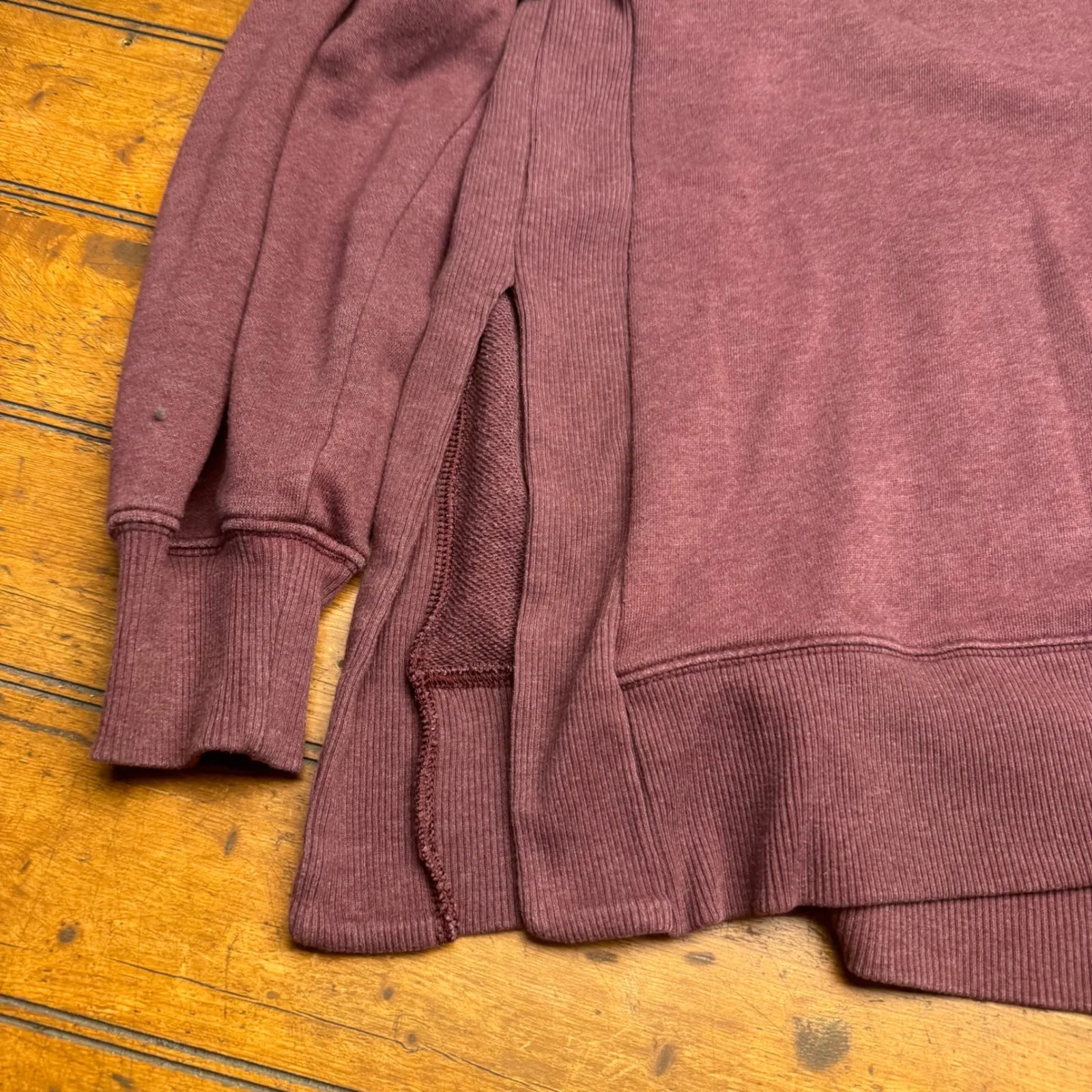 Aerie Pullover Sweatshirt Burgundy Split Side Crew Neck Long Sleeve Women XS - Image 2