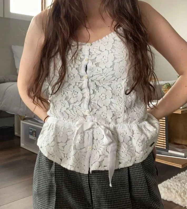 White Lace Peplum Cami - Image 3