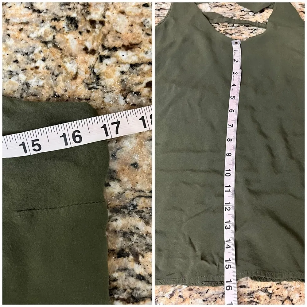 KLD Signature Green Keyhole Back Blouse Normcore Granola Hippie Boho Army L - Image 6