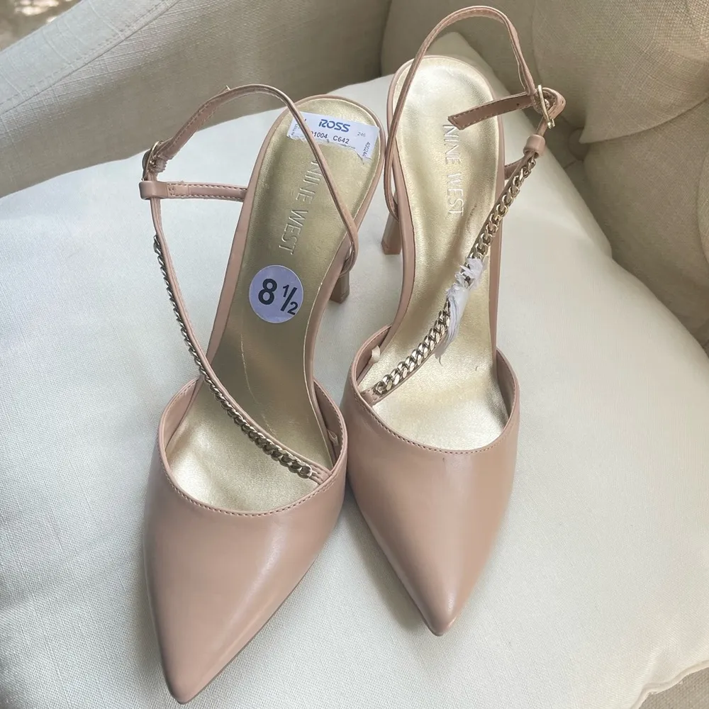 Slingback Pointed Toe Pump nude shoes - Image 2