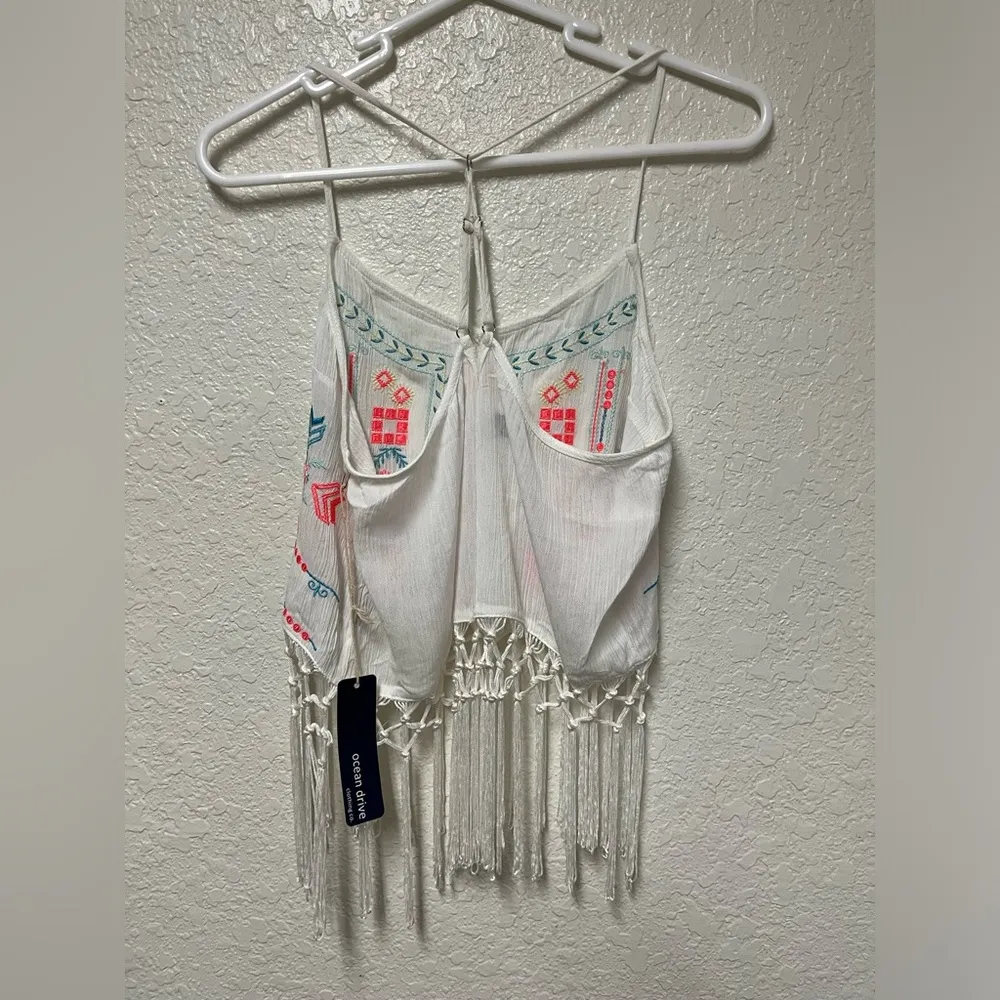 NWT Ocean Drive Embroidered FringeTank Top - Image 3