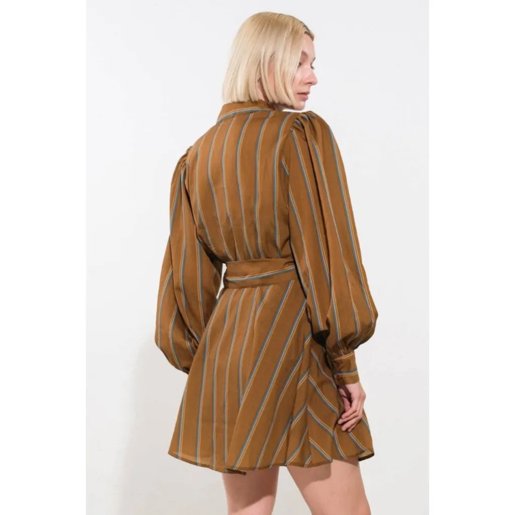 NWT Flying Tomato Freemarket Give It A Go Woven Striped Mini Shirt Dress Small - Image 2