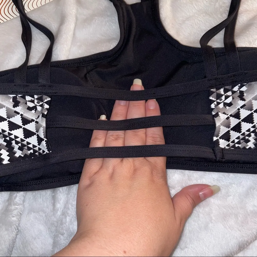 KikiRio Tribal Print Cage Back Strappy Padded Bikini Top XS - Image 2