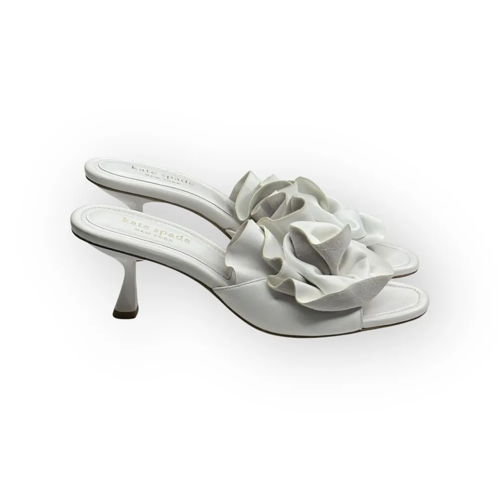 new Kate Spade KSNY ❀ Flourish Flower Accent Heel Mule Sandals ❀ White ❀ 10.5M - Image 3