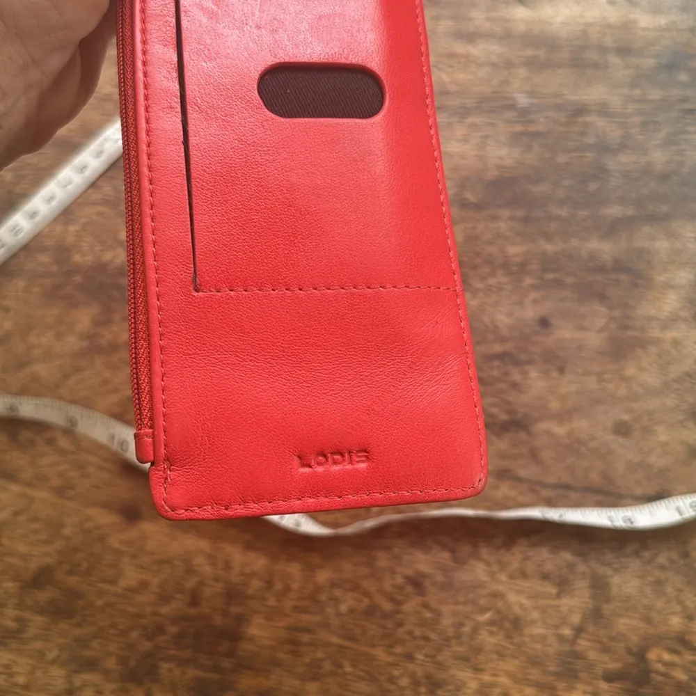 LODIS Under Lock & Key RFID Leather Card Wallet Red Clutch Women's 3x7.5. - Image 8