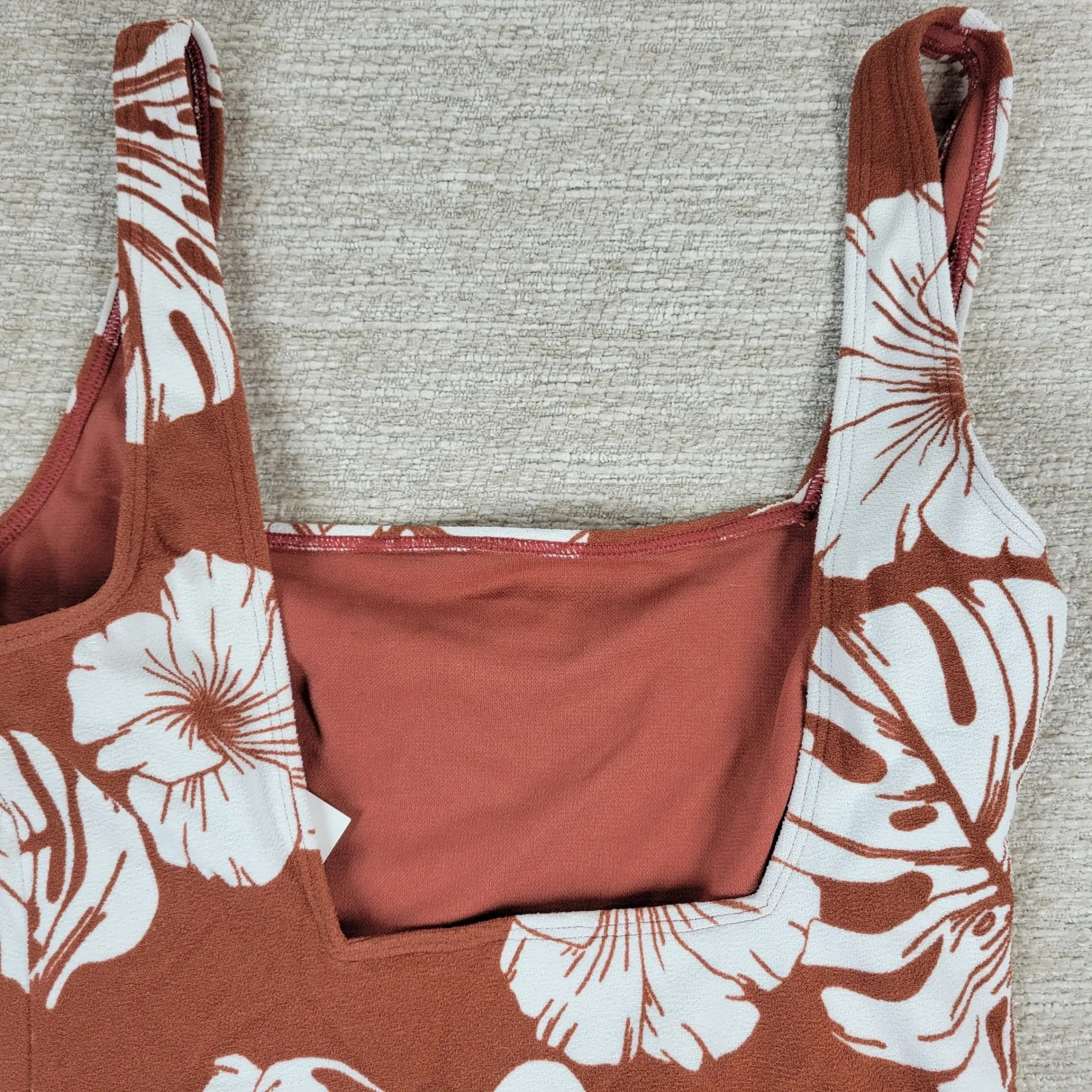 Roxy Garden Trip One Piece Swimsuit Size S Brown Tropical Floral Print - Image 10