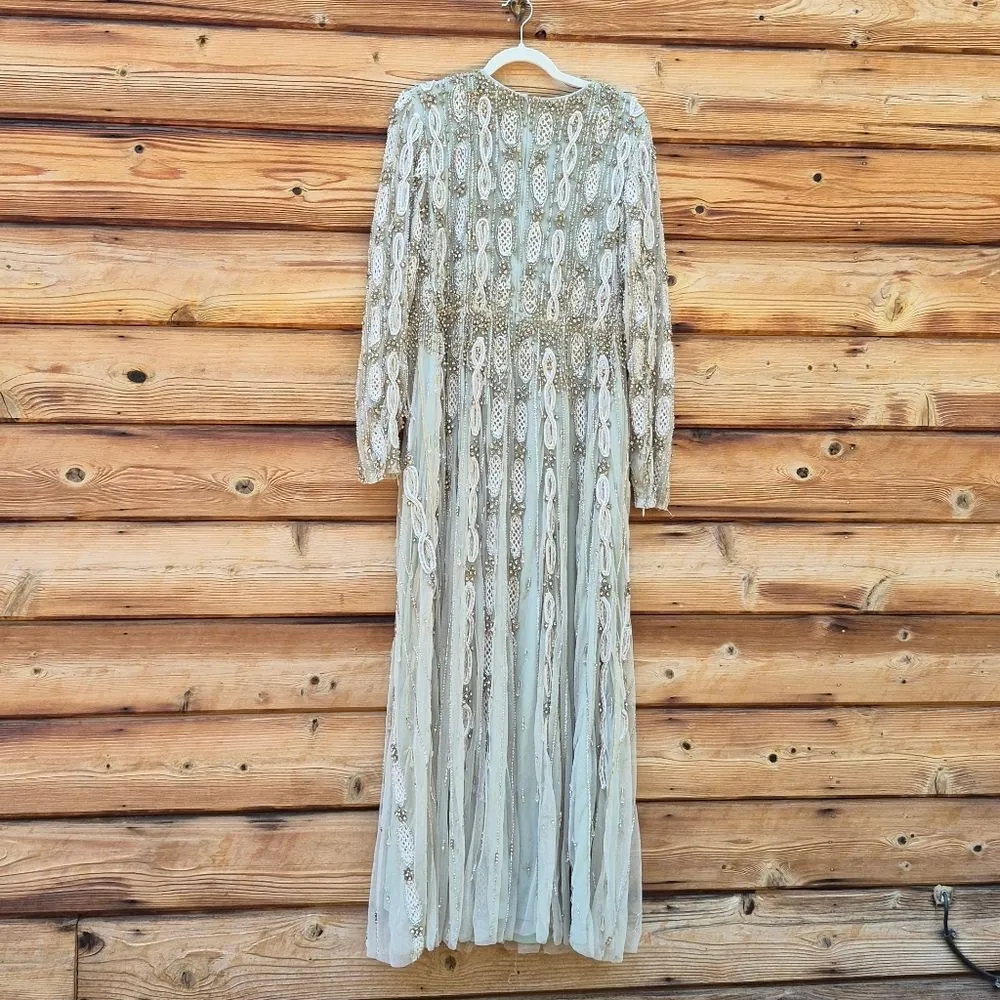 MAC DUGGAL 10077 Green Embellished Mesh Long Sleeve A Line Gown - Image 13