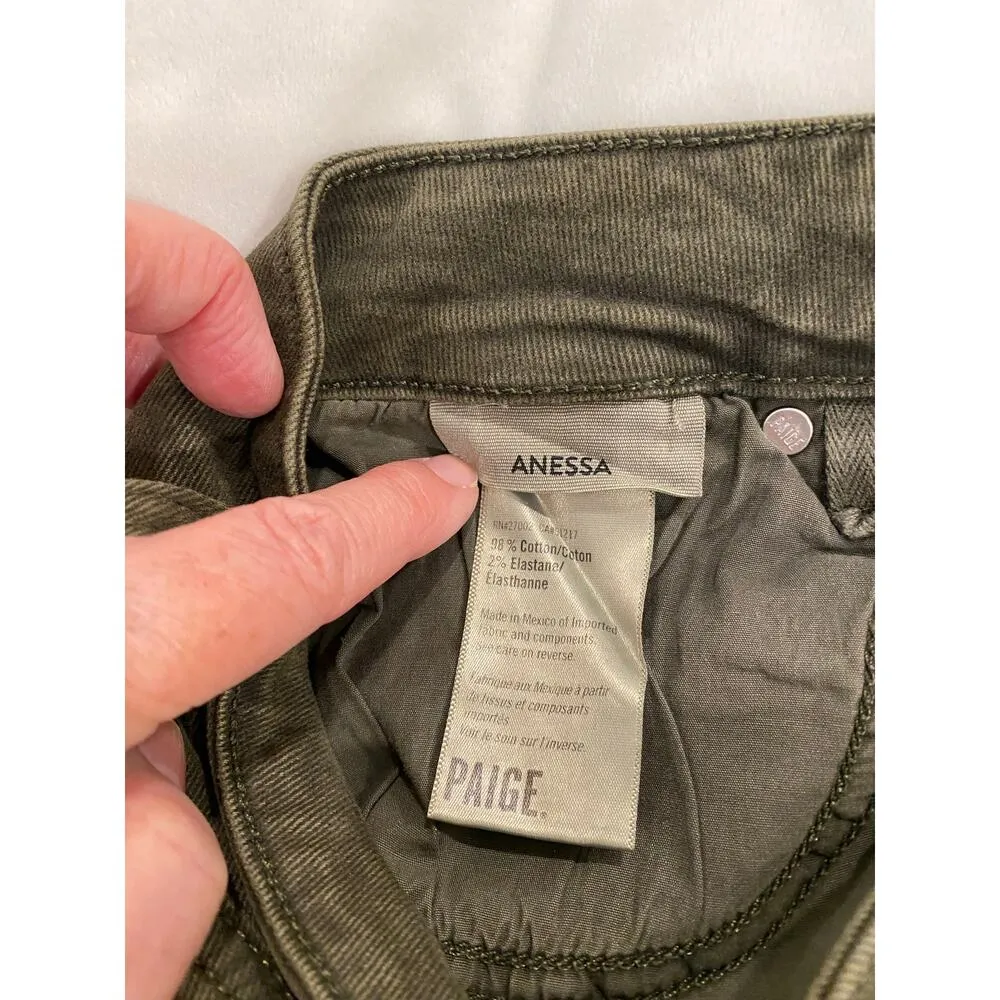 Paige High Rise Anessa Wide Leg Ankle Jeans Vintage Mossy Green Women's Size 30 - Image 6