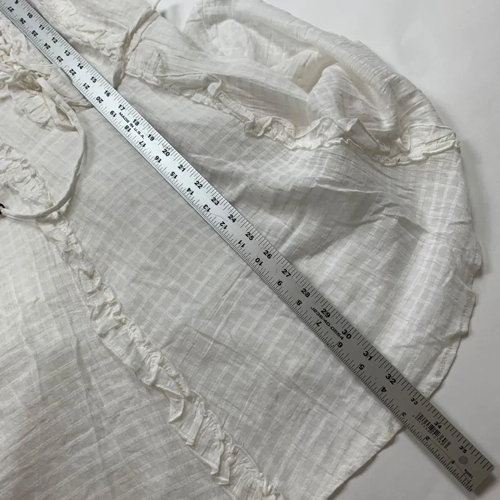 Indikah by Angel Biba White Ruffled Lace-Up Dress With Sleeves XS - Image 8