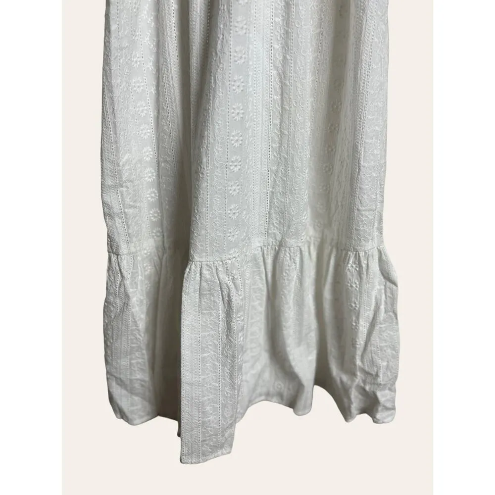Cece White Eyelet Embroidered Atrapoy Ruffled Sleeveless Midi Dress Size 0 - Image 5