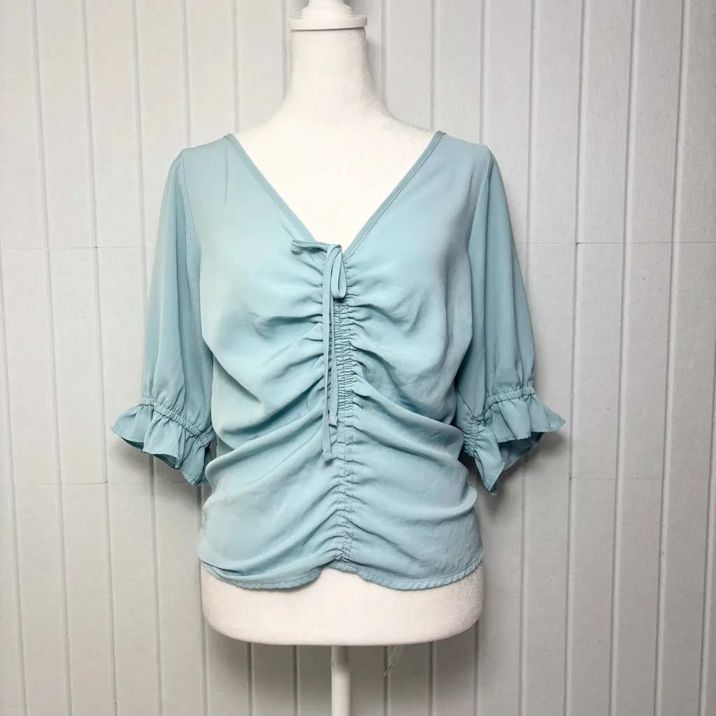 Abercrombie &‎ Fitch Cinch Front Crop Top Puff Sleeve  Size L - Image 2