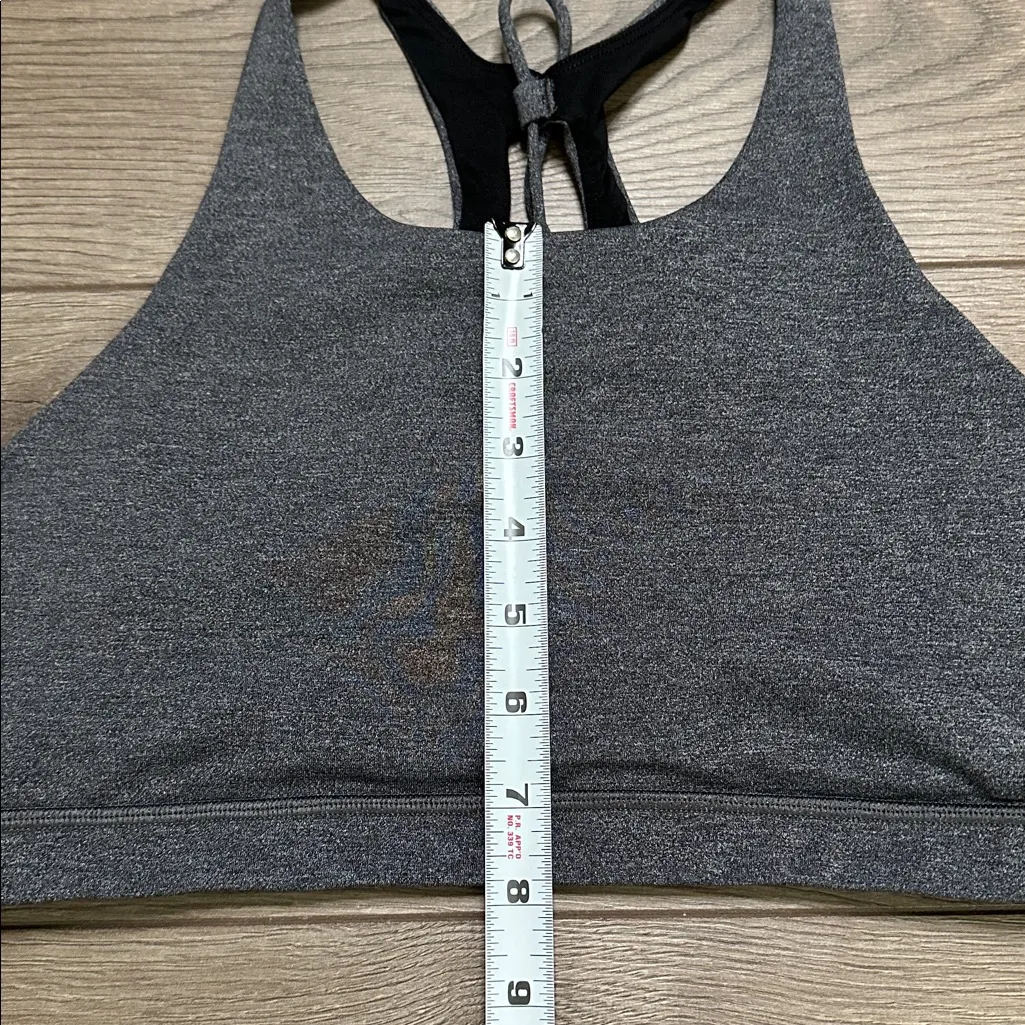 Lululemon Tied To It Yoga Sports Bra Heathered Black Gray B/C Cups Size 10 - Image 9