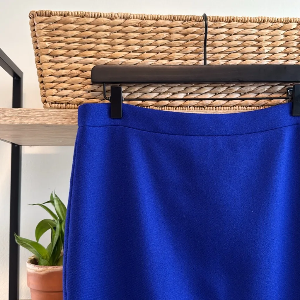 J. Crew 100% Wool Twill Jacquard Jewel Blue No. 2 Pencil Skirt, 4 - Image 2