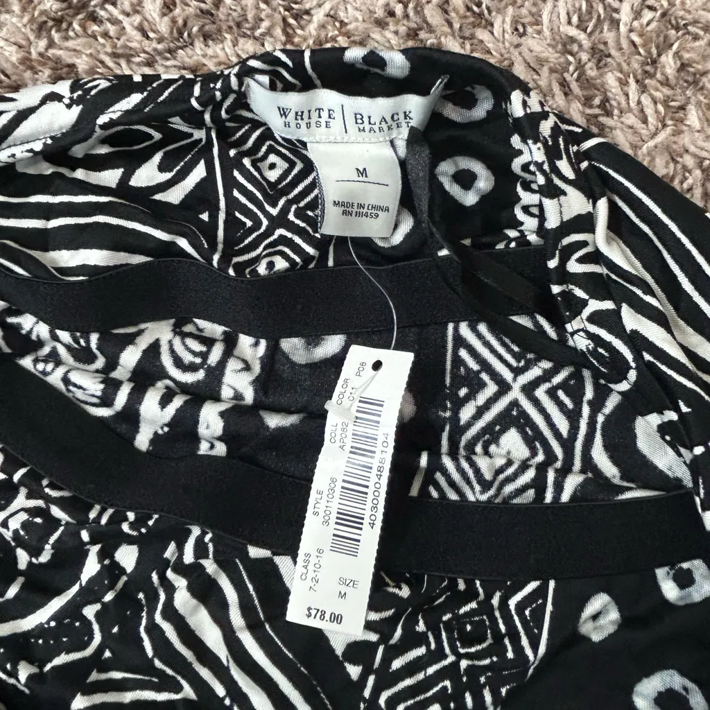 White House Black Market Beaded Halter Neck 100% Silk Tribal Print Top Sz M NWT - Image 5