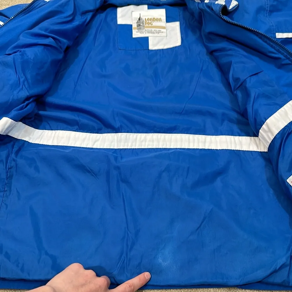 London Fog Vintage Blue White Striped Boxy Rain Jacket Coat Women Size XS Petite - Image 7