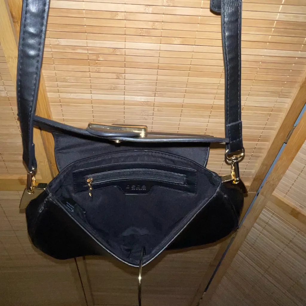 Bebe Saint Lamby crossbody bag black faux leather gold-tone hardware purse Y2K - Image 8