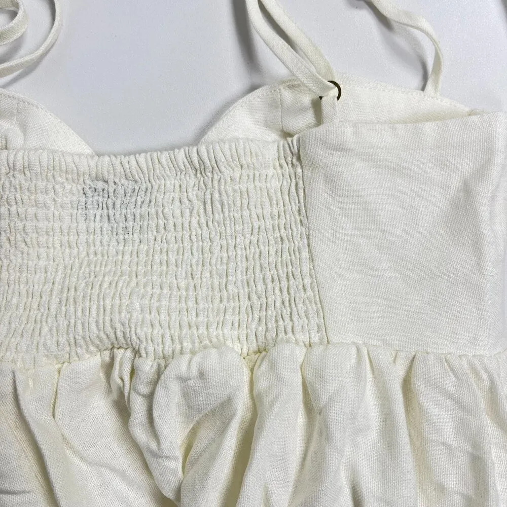 NWOT Farm Rio Linen Blend White Sleeveless Maxi Dress Size S - Image 10