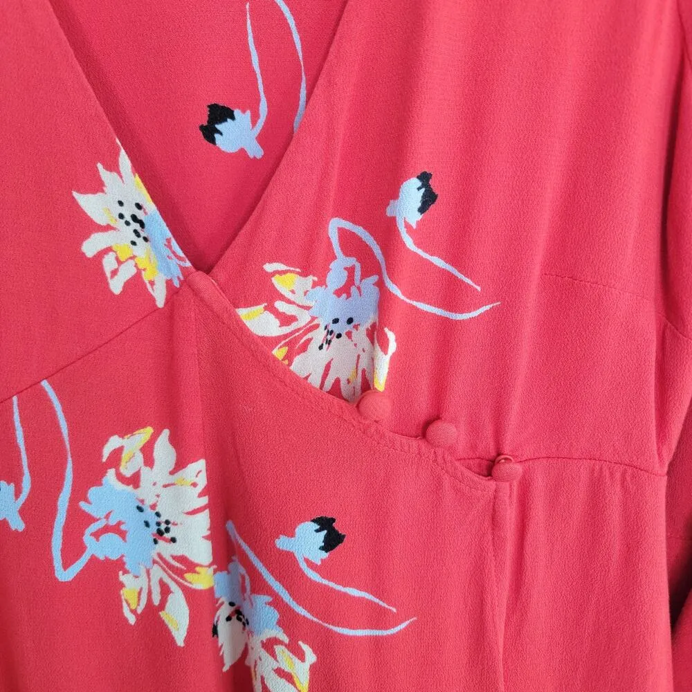 Free People Time On My Side Wrap Dress in Red Floral Sz Medium - Image 5