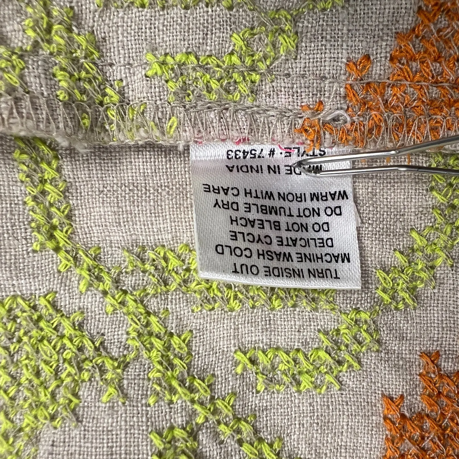 Uncle Frank Linen Cross Stitch Off Shoulder Tunic Peasant Dress Flax Size M - Image 9