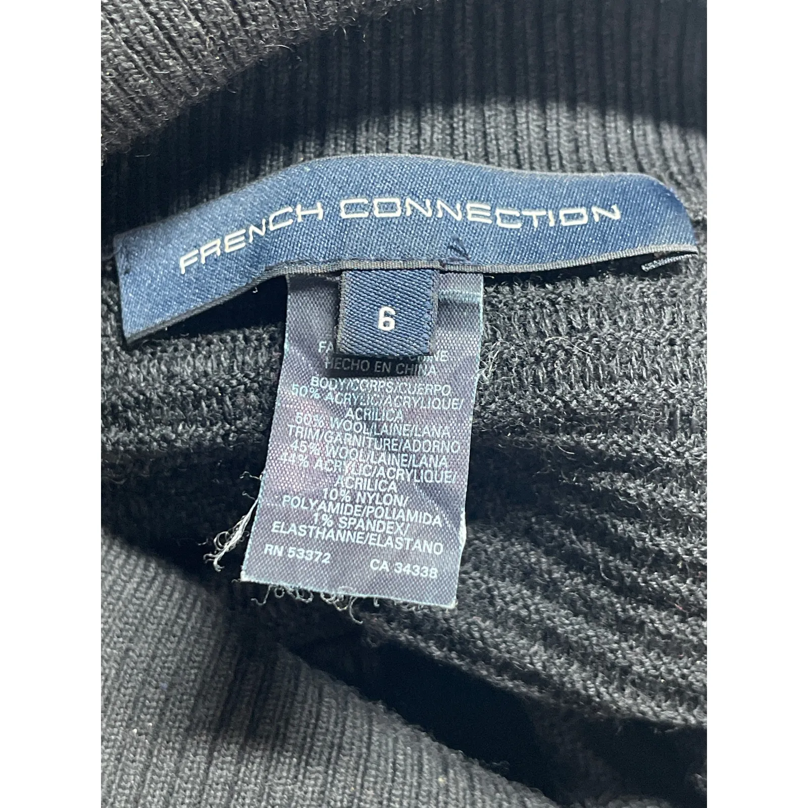 French Connection Women's Black Wool Knit High Waisted Pencil Midi Skirt Size 6 - Image 3